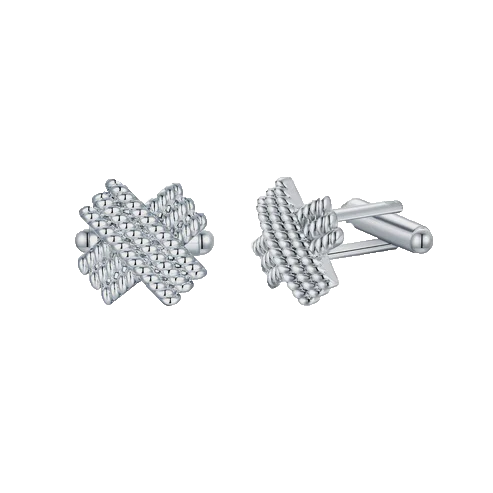 Rhodium Plated X Design Cufflinks