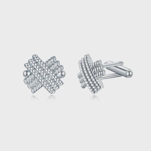 Rhodium Plated X Design Cufflinks