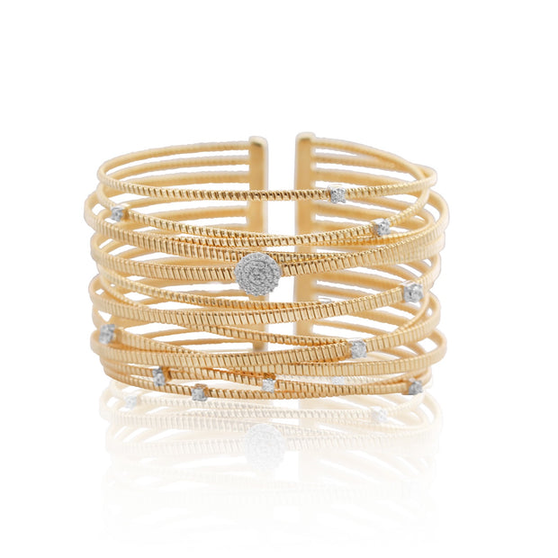 MARCELLO PANE Ribbed Linear CZ Circles Cuff