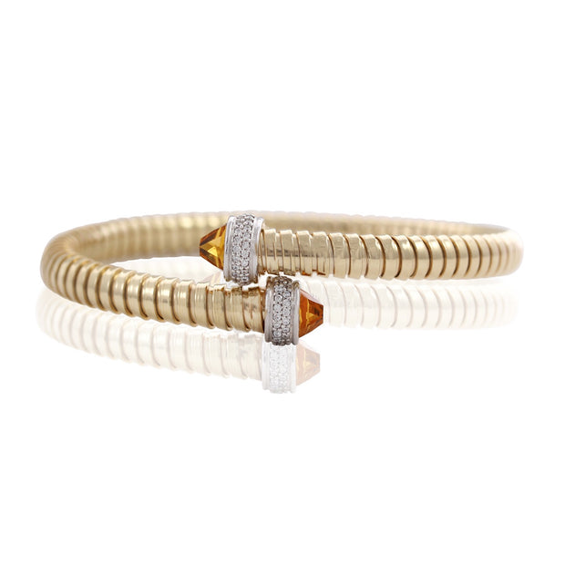 MARCELLO PANE Ribbed Citrine Tip Open Top Bangle