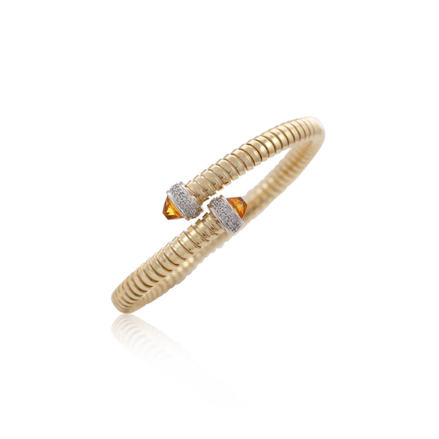 MARCELLO PANE Ribbed Citrine Tip Open Top Bangle