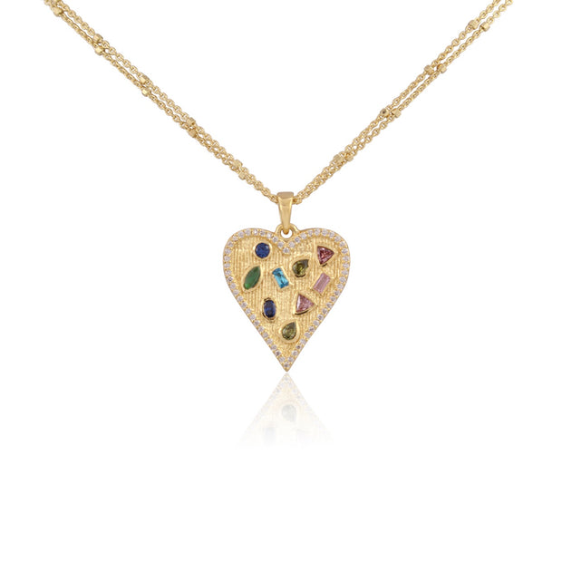 RACHEL REINHARDT Multi-Stone CZ Heart Pendant