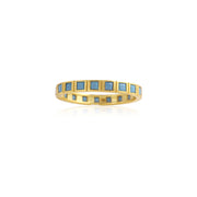 Turquoise Square Channel Set Stacking Ring in Yellow Gold