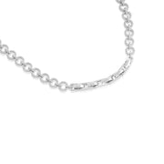 Open Circle Link Pave Necklace in White Gold