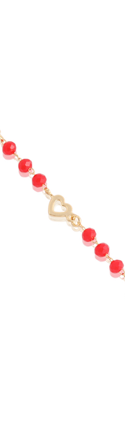 Red Beaded Open Flat Hearts Bracelet