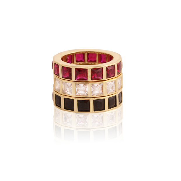 Thick Square Bezel Set Ring in Ruby