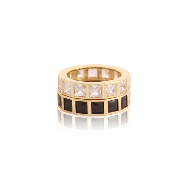 Thick Square Bezel Set Ring in CZ