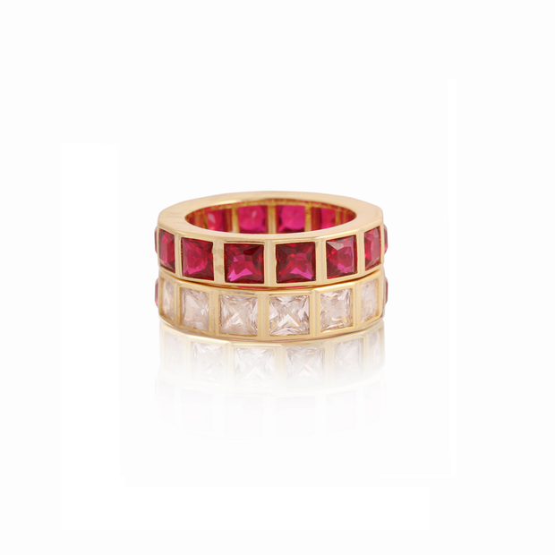 Thick Square Bezel Set Ring in Ruby