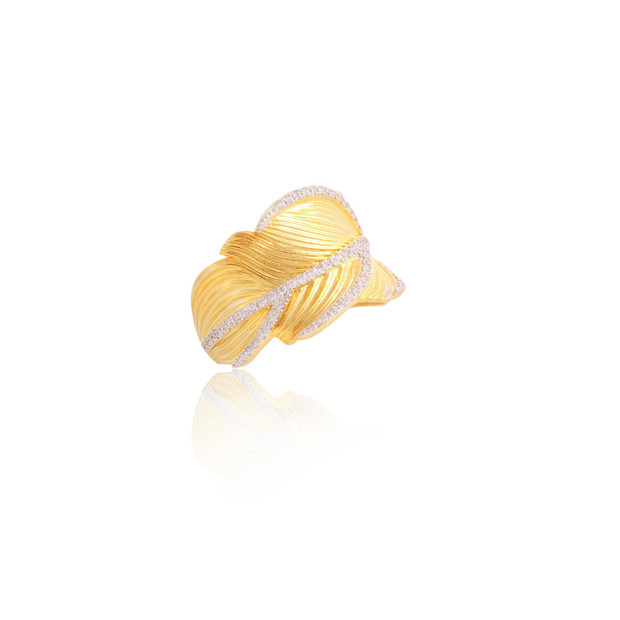 CZ & Textured Wrap Leaf Ring