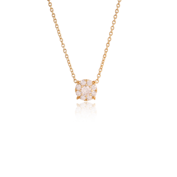 9mm Halo Cluster Pendant in Yellow Gold