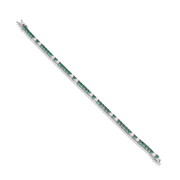 Emerald CZ Design Interval Tennis Bracelet in White Gold
