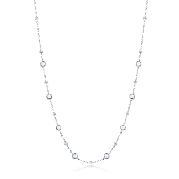 Bezel-Set CZ & Bead Station Necklace