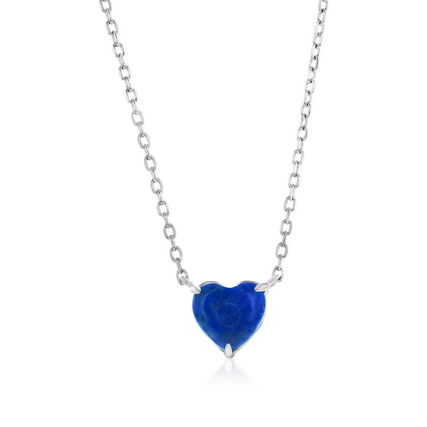 Lapis Heart Solitaire Necklace