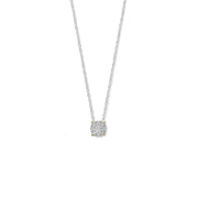 Cluster CZ Solitaire Pendant with Yellow Gold Prongs