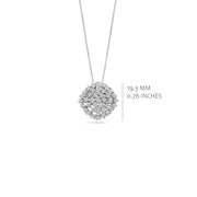 Square Cluster CZ Pendant in White  Gold