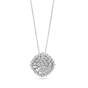 Square Cluster CZ Pendant in White  Gold