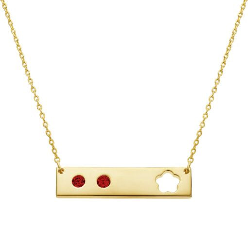 Single Punched Flower Bar Necklace in Red