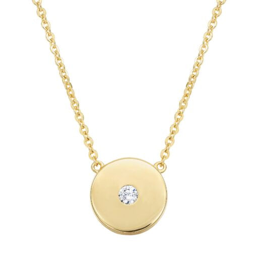 Modern Polished CZ Circle Pendant