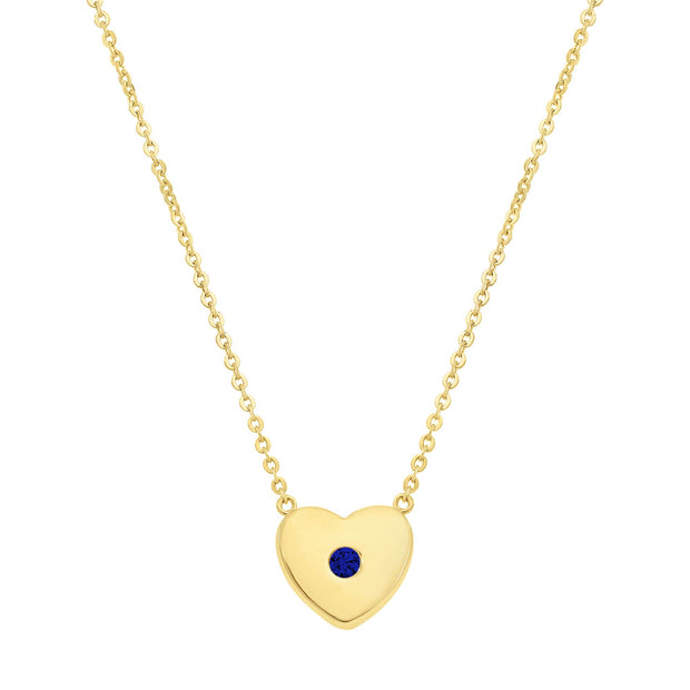 Modern Polished Blue CZ Heart Pendant