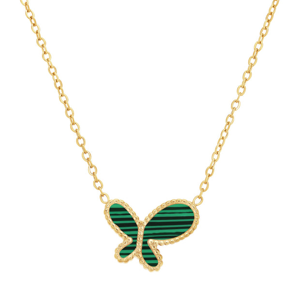 Green Stipe  Butterfly Pendant