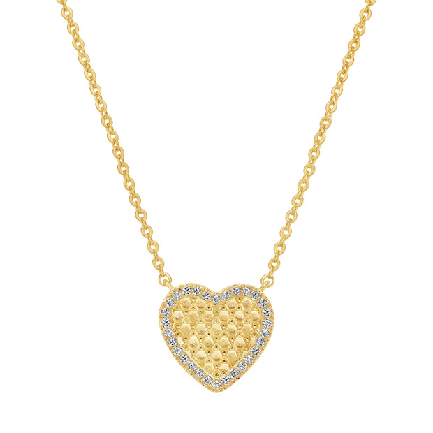 CZ Honeycomb Heart Teen Pendant