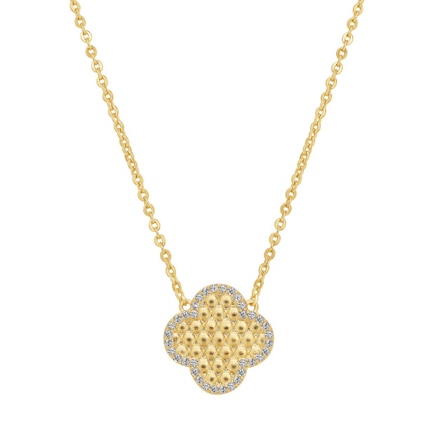 CZ Honeycomb Clover Teen Pendant