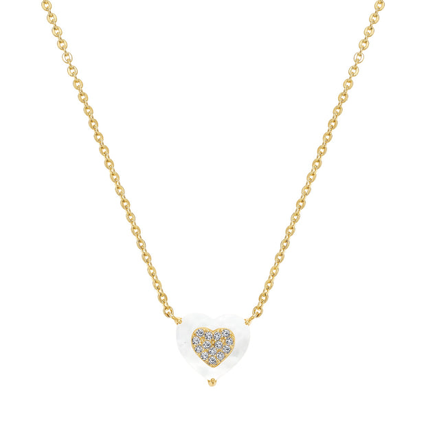 CZ-Filled Mother of Pearl Heart Pendant