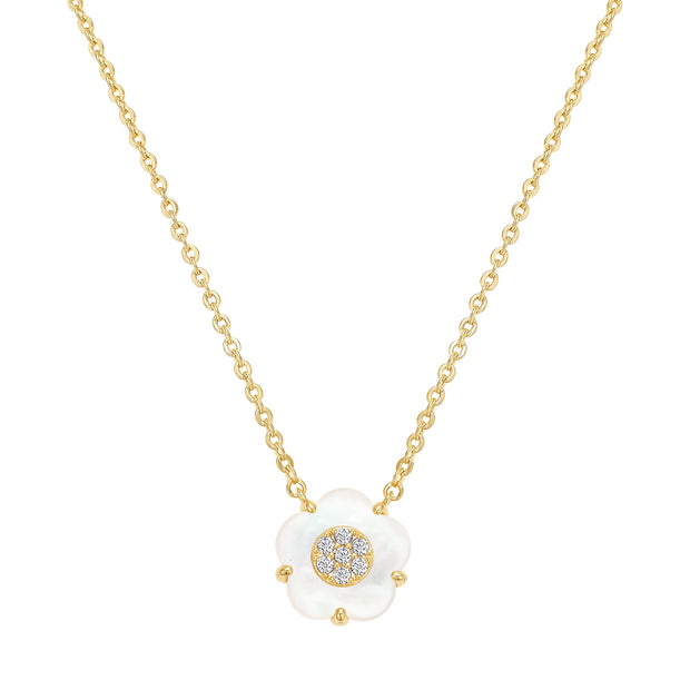 CZ-Filled Mother of Pearl Small Flower Pendant