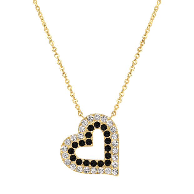 Blue CZ Nested Heart in Black