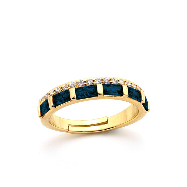 Baguette and CZ Ring in Blue