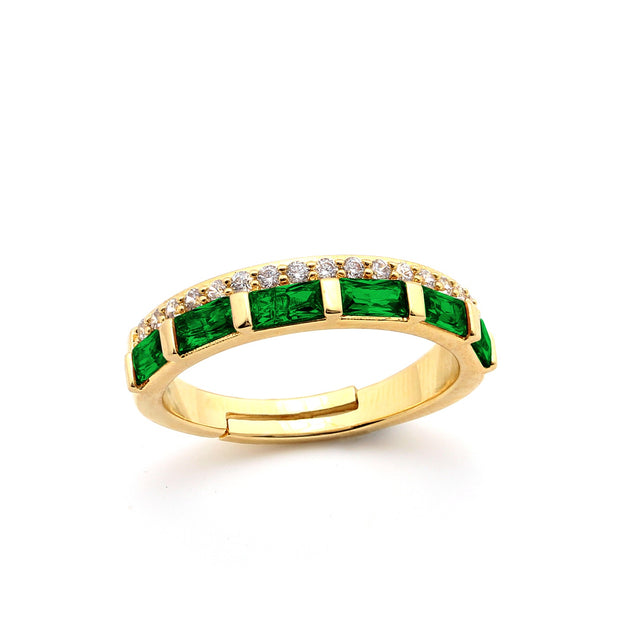 Baguette and CZ Ring in Green