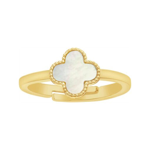 Mother of Pearl Clover Adjustable Ring