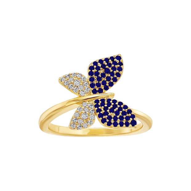 Classic  Blue & CZ Butterfly CZ Adjustable Ring