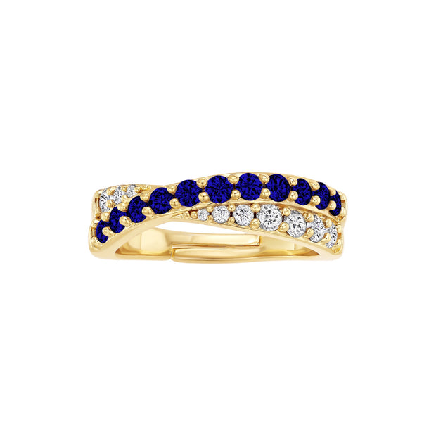 Sapphire & CZ Crossover Adjustable Ring