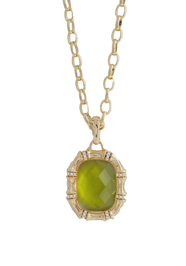 ANABEL ARAM Bamboo Stone Pendant in Iridescent Peridot
