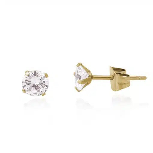 Medical-Grade Titanium CZ Studs in Gold