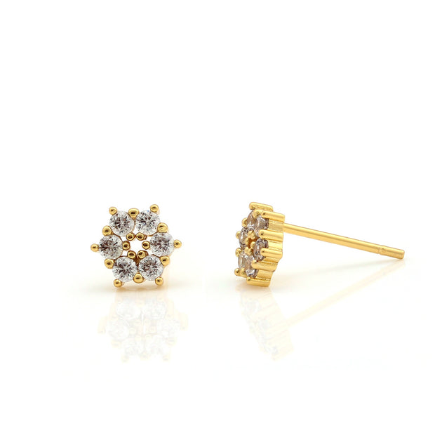 Mini Snowflake Flower CZ Stud Earring