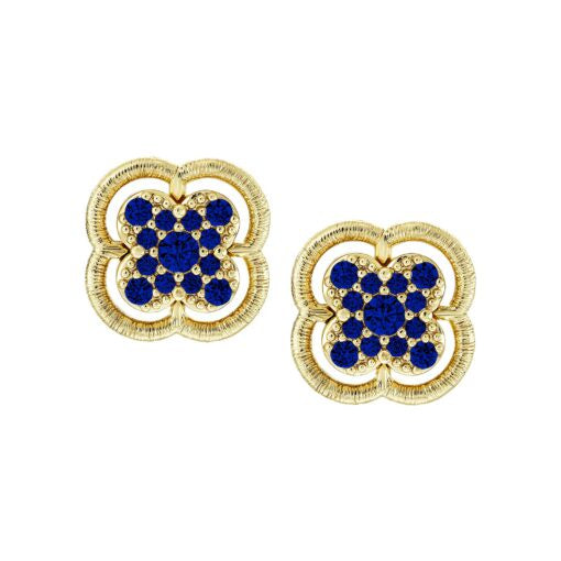 Piped Outline Clover Stud Earring in Sapphire