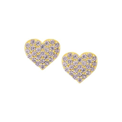 Pavé Baby Heart Screw Studs in Light Pink