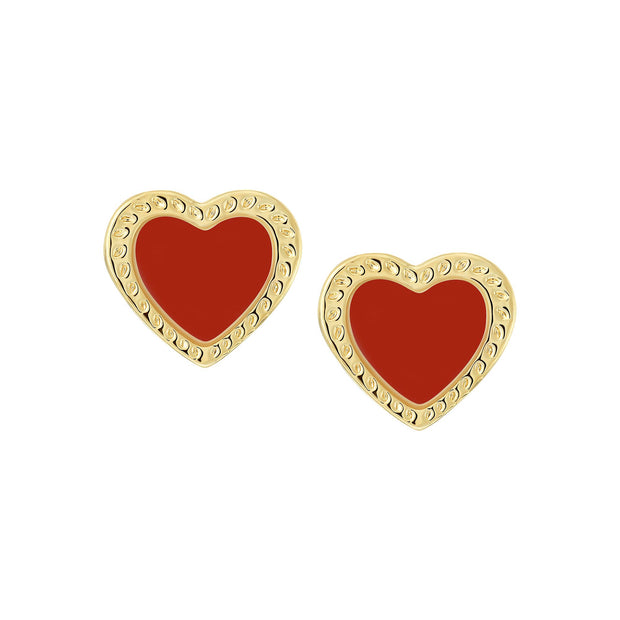 Small Grooved Frame Red Heart Screw Studs