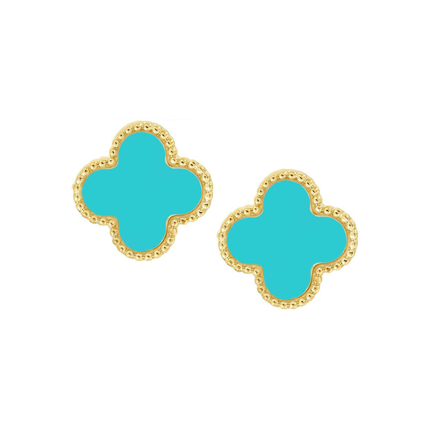 Turquoise Surgical Small Clover Studs