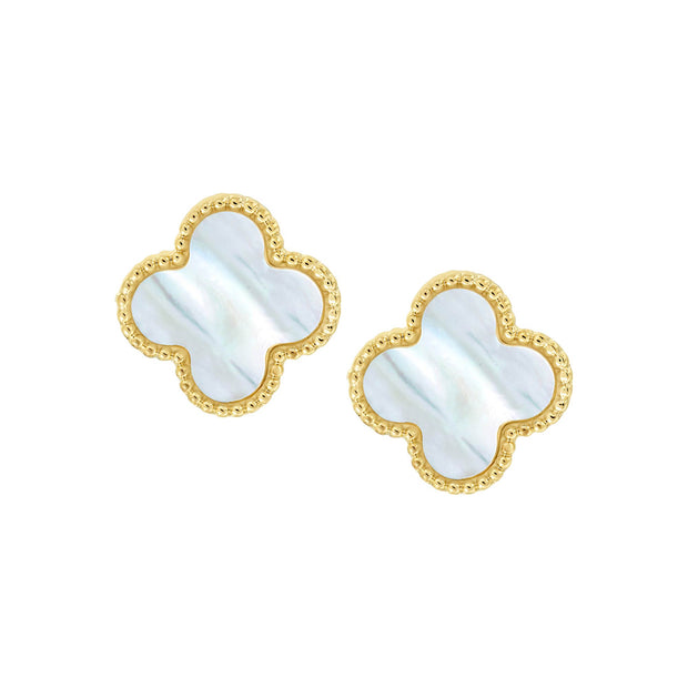 Mother-of-Pearl Surgical Small Clover Studs