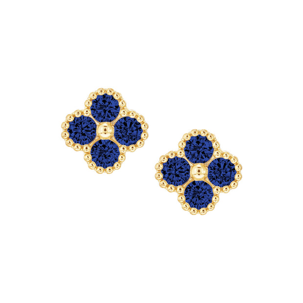Medium Four CZ Stone Screw Studs in Blue