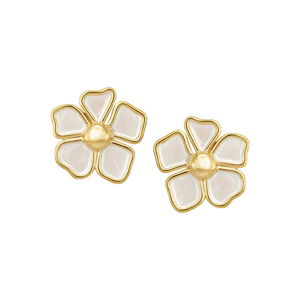 White Petal Flower Stud