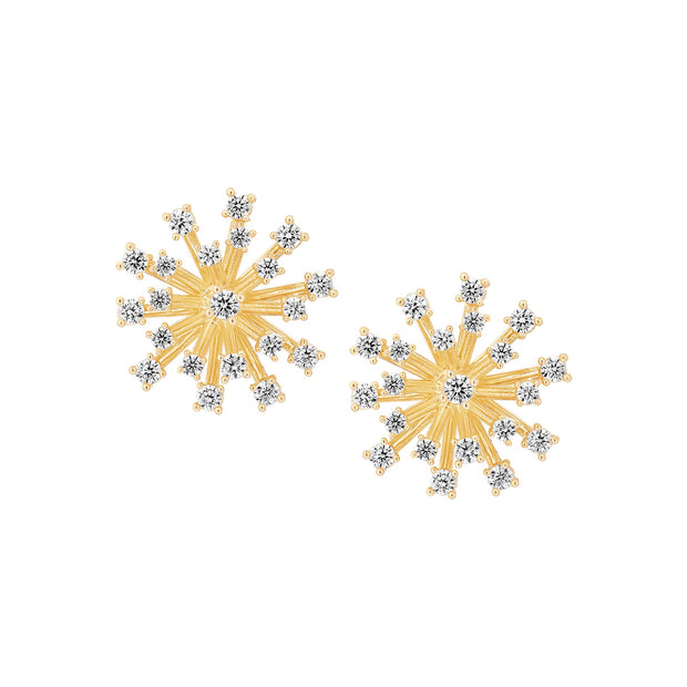 Gold CZ Burst Stud Earring