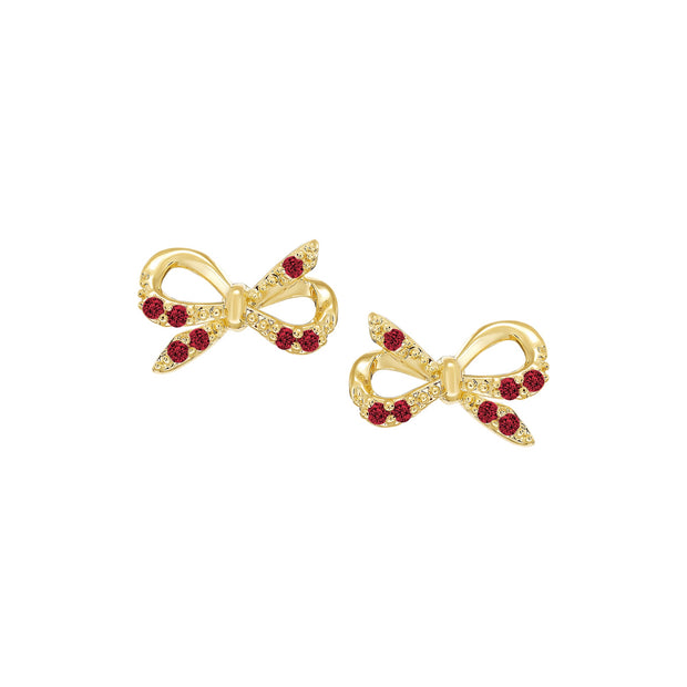 Mini Red CZ Bow Screw Studs