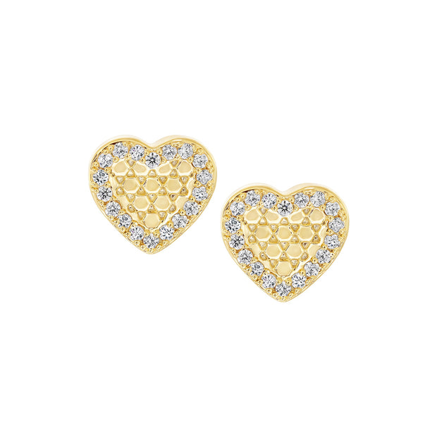 Honeycomb Heart CZ Studs