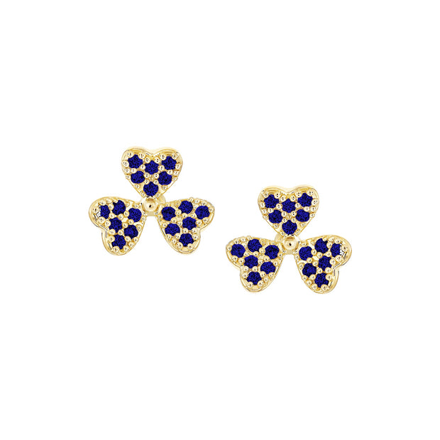 Mini Spaced Petal Blue Clover Stud Earring