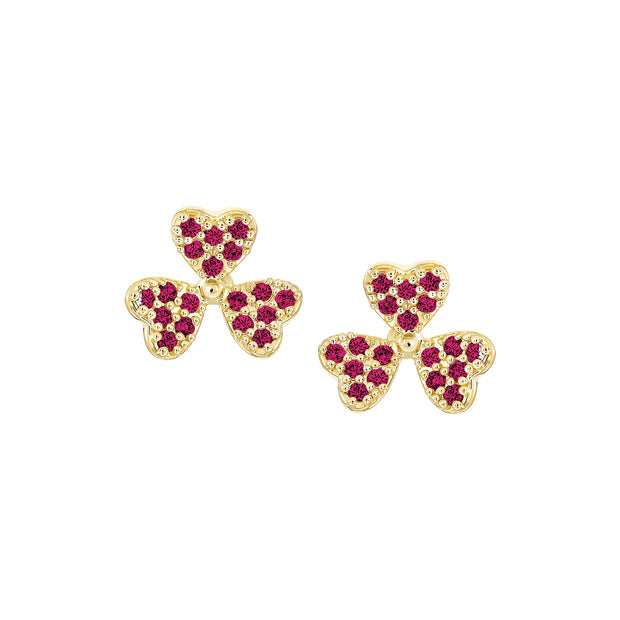 Mini Spaced Petal Fuchsia Clover Stud Earring