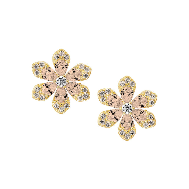 Classy Edge Flower Studs in Champagne